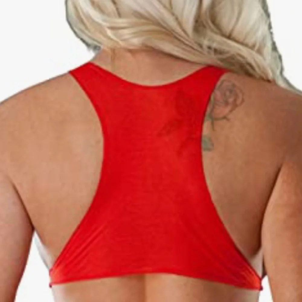 Red Racerback Muscle Crop Top - Picture 2 of 6